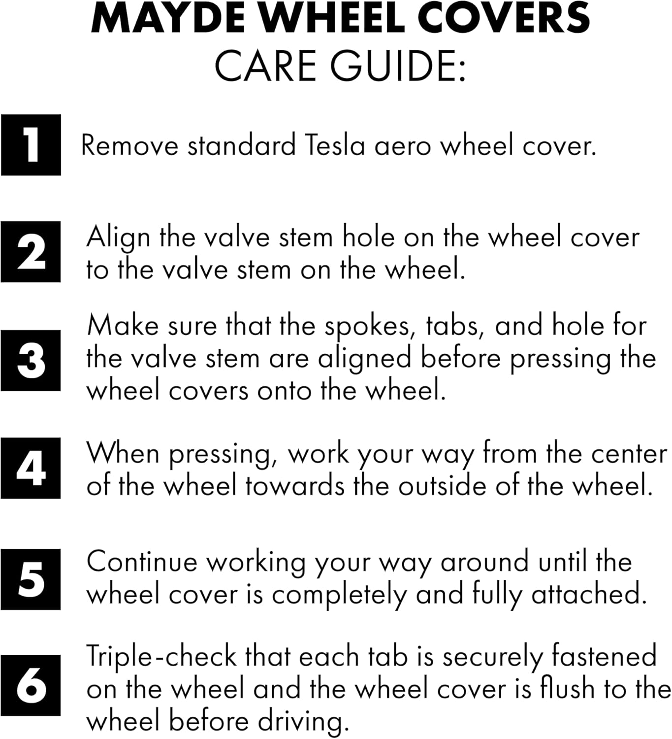 Mayde 18-Inch Wheel Covers fits 2017-2023 Tesla Model 3 Rims, Replacement Hub Caps (1 piece, Gloss Black)