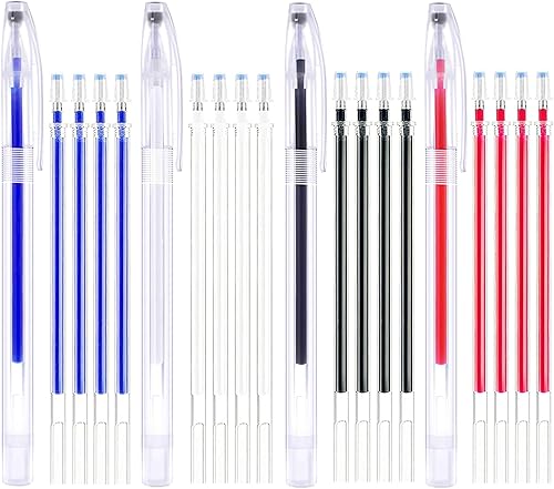 Bolígrafos borrables con calor, 4 bolígrafos de marcado de tela con 20 recambios para acolchar, costura, telas, telas de costura, lápices de tiza a