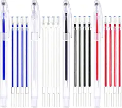 Canetas apagáveis a calor, 4 canetas marcadoras de tecido com 20 refis para costura, confecção de roupas, tecidos, tecidos de costura de alfaiate, lápis de giz de alfaiate