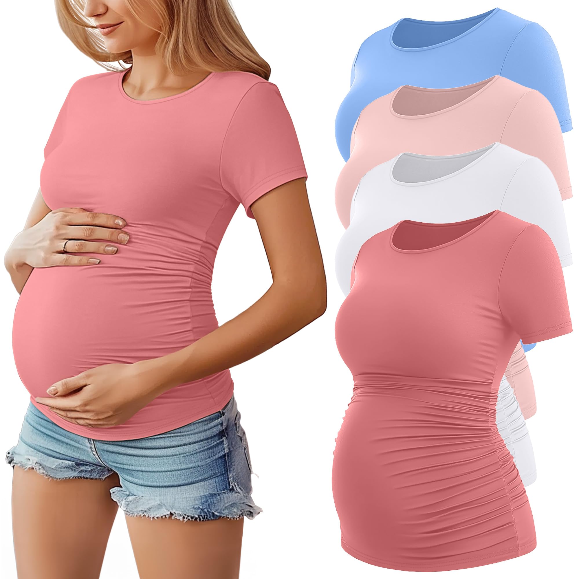 Huukeay 4 Pack Maternity Shirts