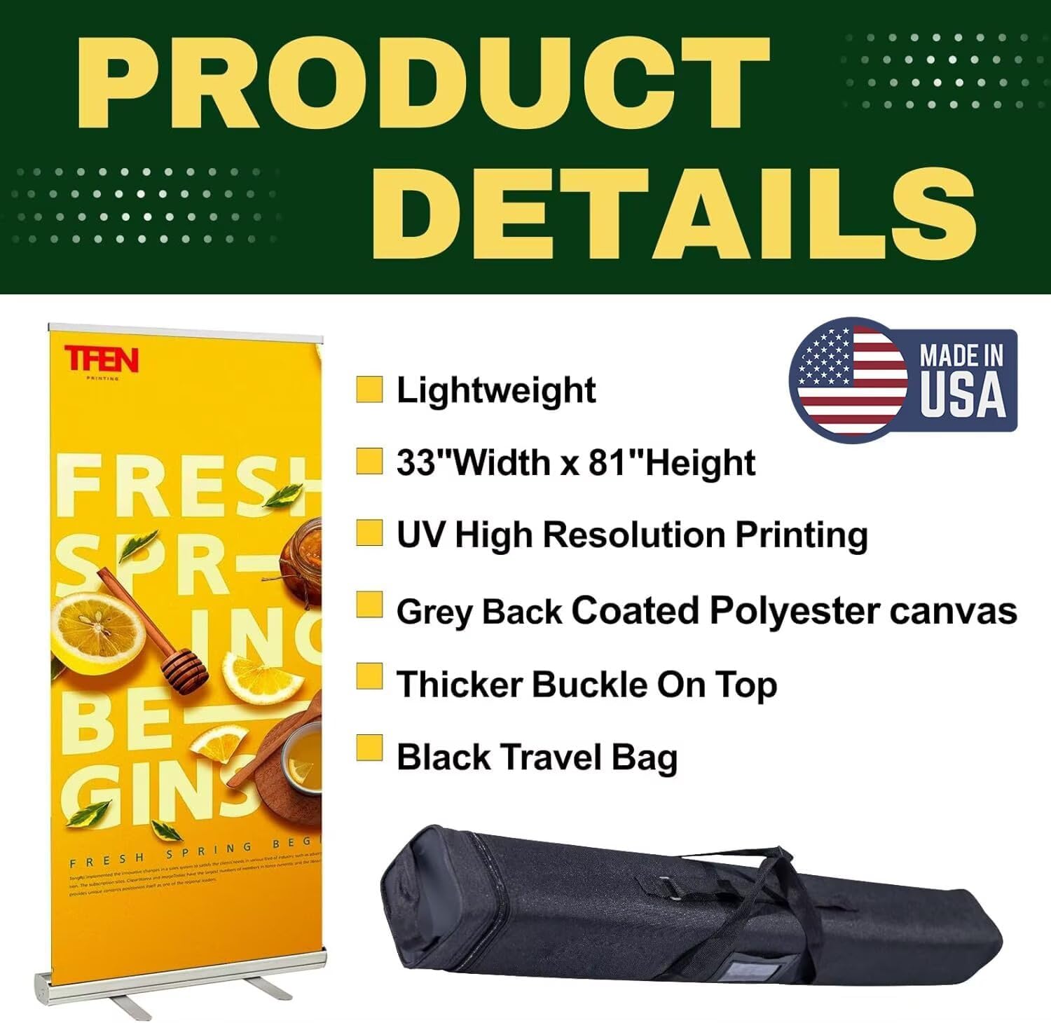 Custom Retractable Banner with Aluminum Silver Stand – Ready in 1 Day, Personalized Roll Up Banner, Full Color Pop Up Display Sign with Travel Bag for Events, Trade Shows, and Photo Booths,33" × 81"
