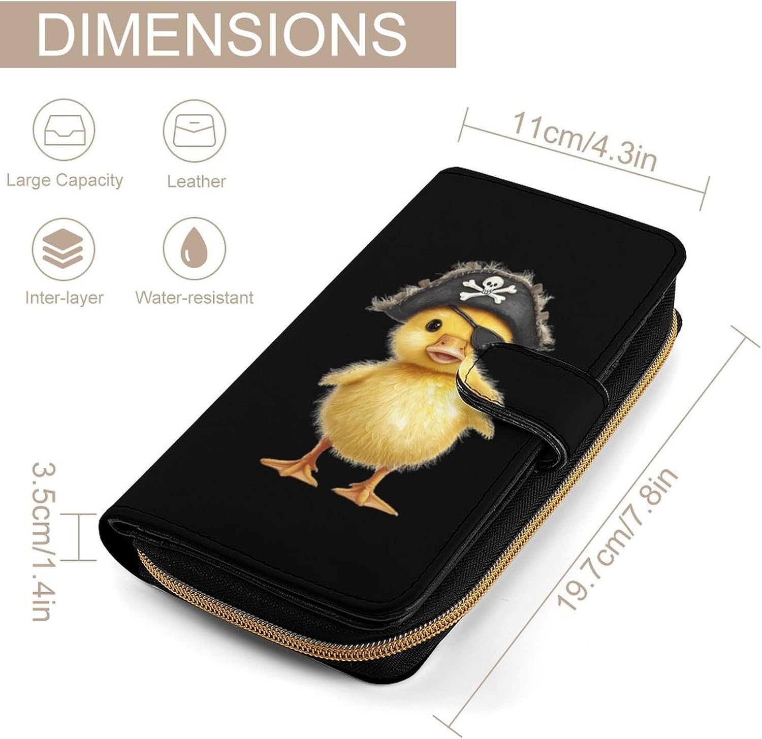 Pirates Duck Duckling Womens Wallet for Men Slim Purse Clutch Handbag with Card Holder