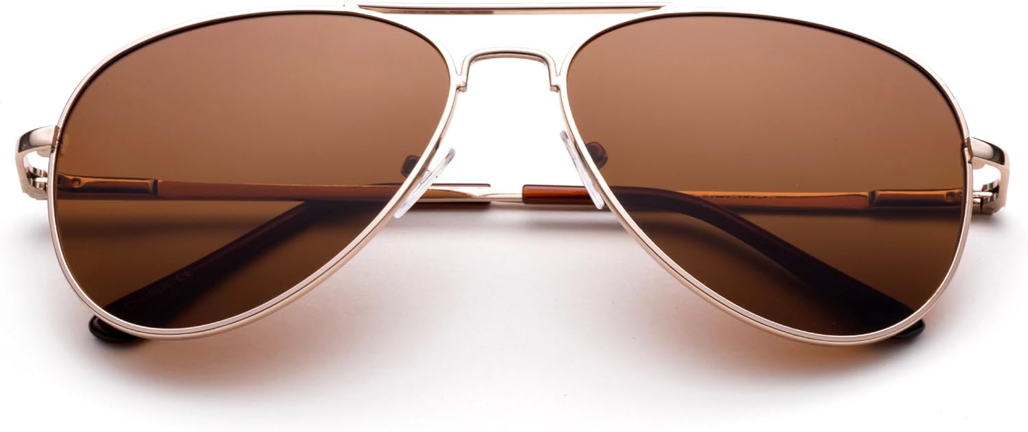 Polarized Kids Teens Juniors Aviator Polarized Sunglasses Stainless Steel Frame Spring Hinge UV Protection