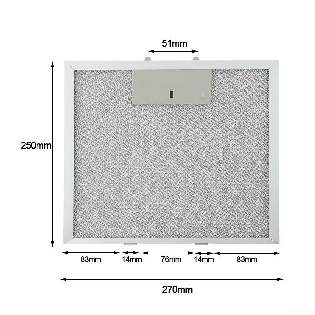 Abluftfilter aus Metallgeflecht, 270 x 250 mm, Edelstahl-Filter für Dunstabzugshaube, Küche, Abluftventilator, 4 Stück