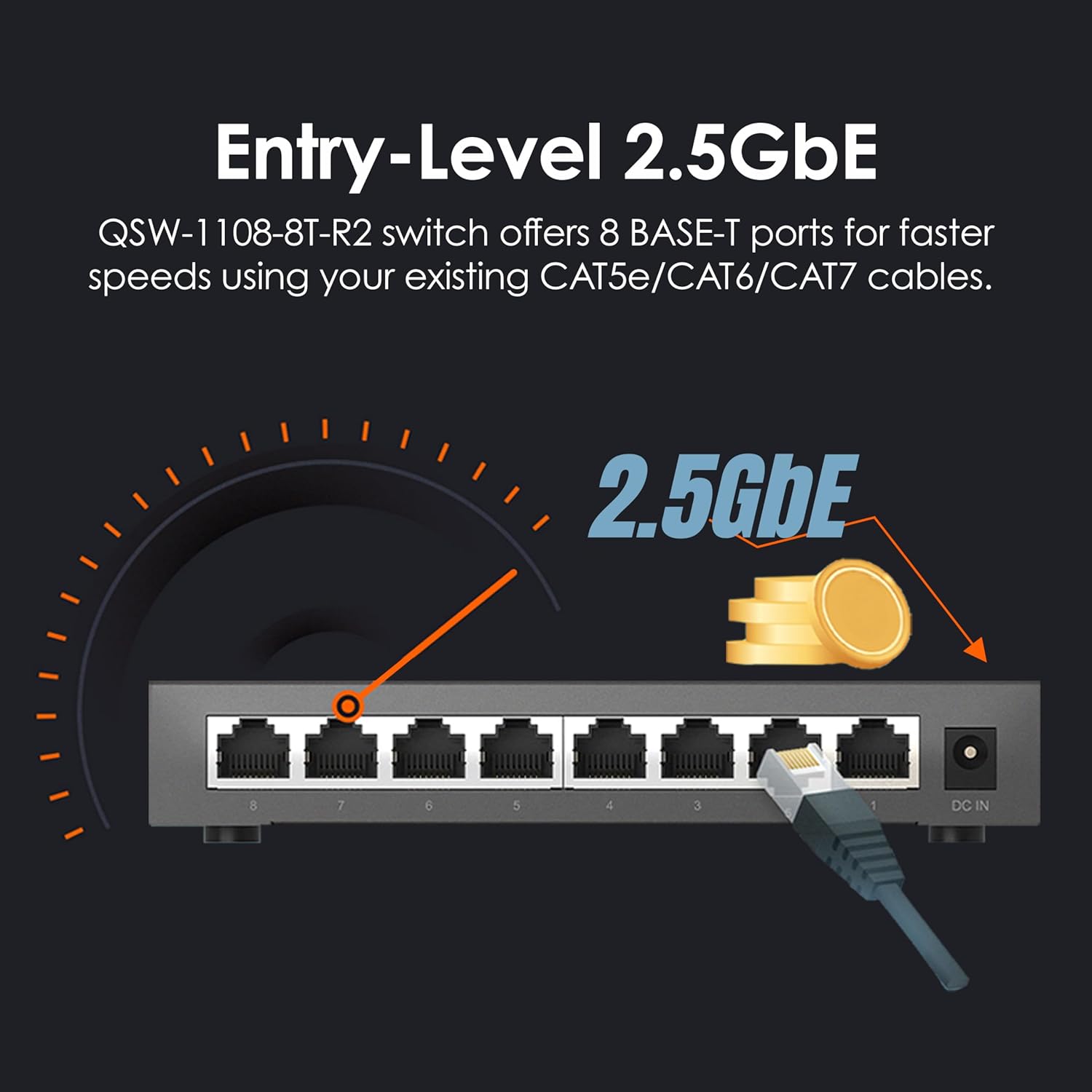 QNAP 8-Port 2.5GbE Unmanaged Switch (QSW-1108-8T-R2-US)