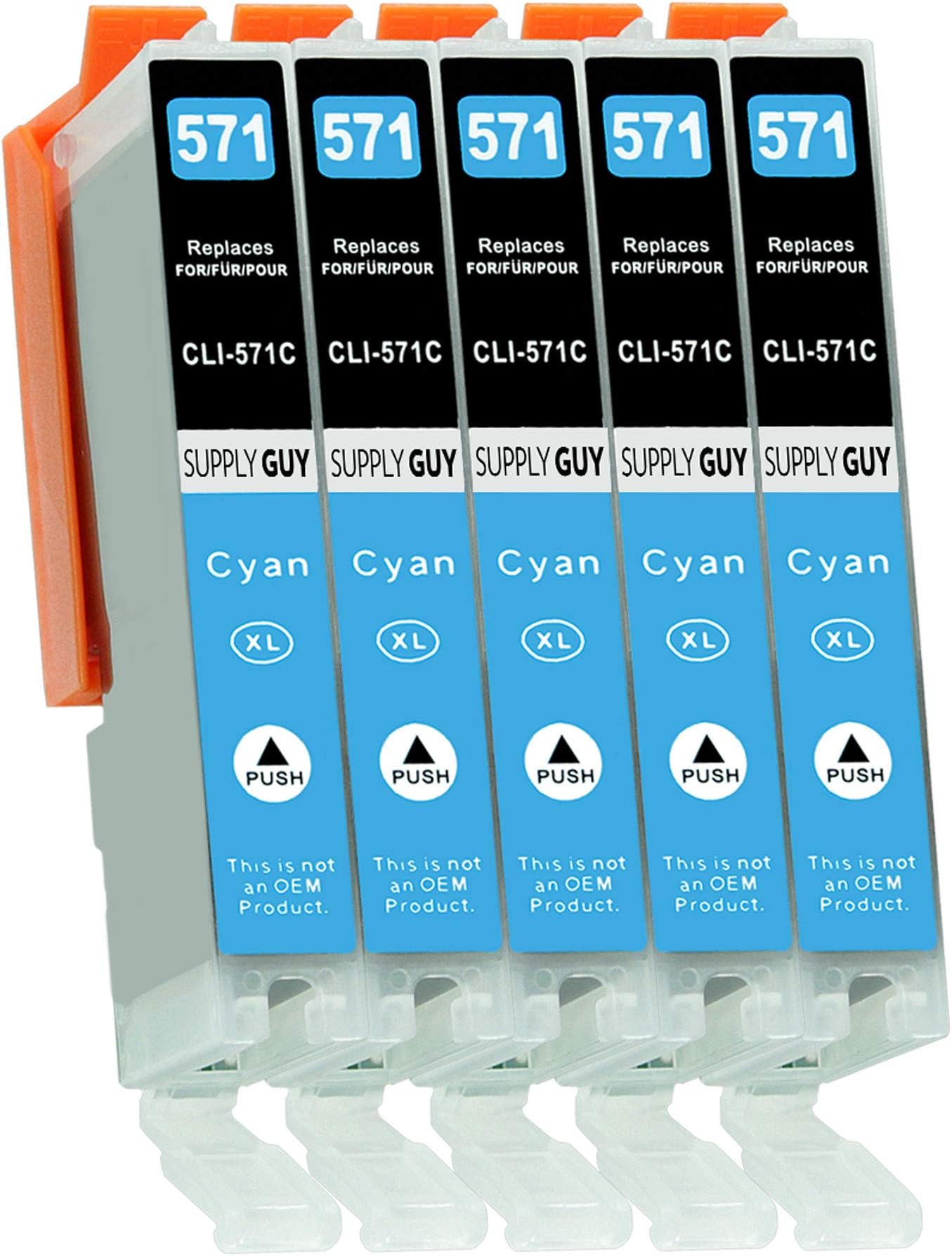 Supply Guy 5x Tintenpatronen Cyan Kompatibel Mit Canon CLI-521 Für Pixma IP/MP/MX Drucker (z.B. IP4700, MP560, MX870)