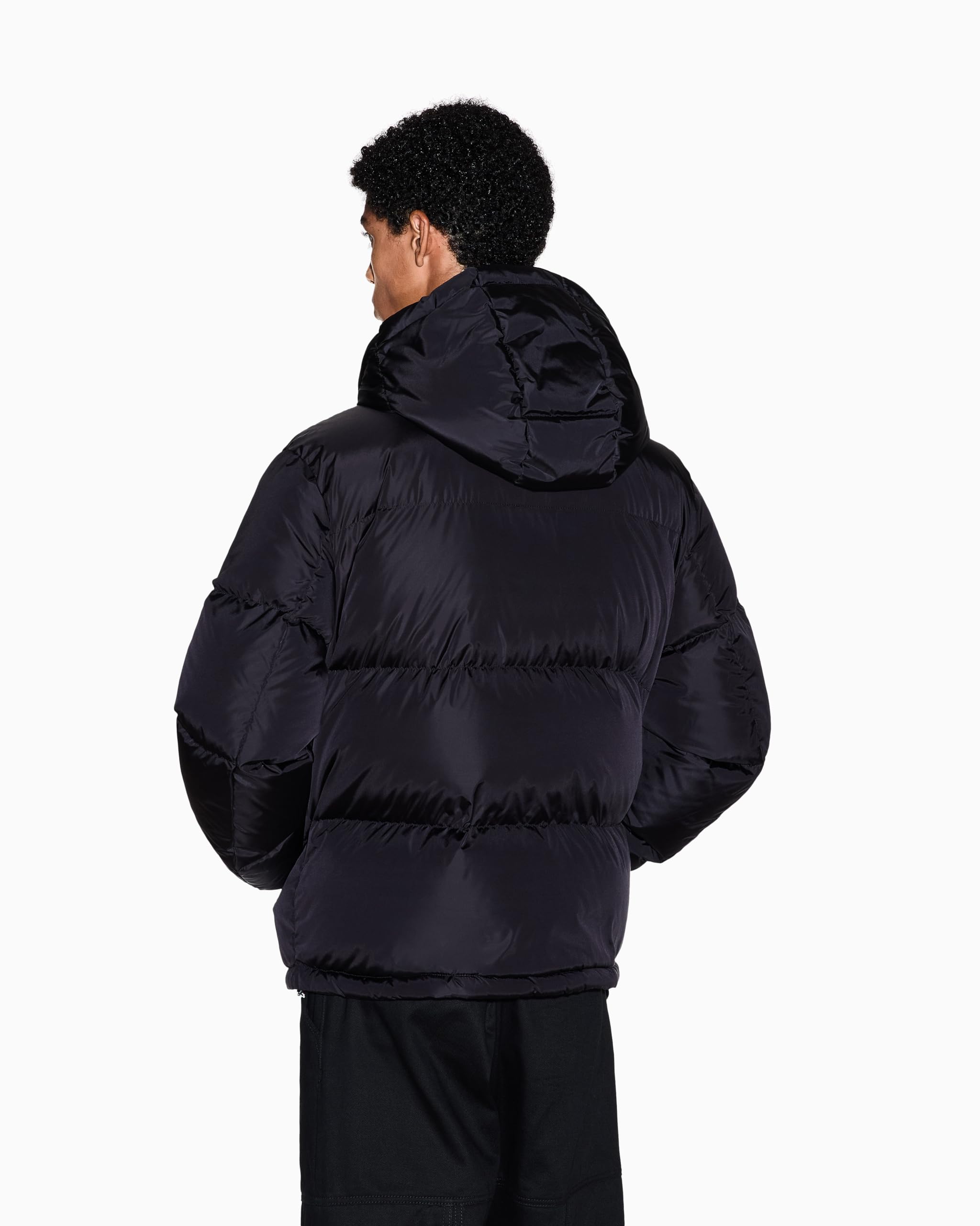 Armani Exchange Men's Icon Project, Logo Embossed Patch, Shiny Nylon Down Vest