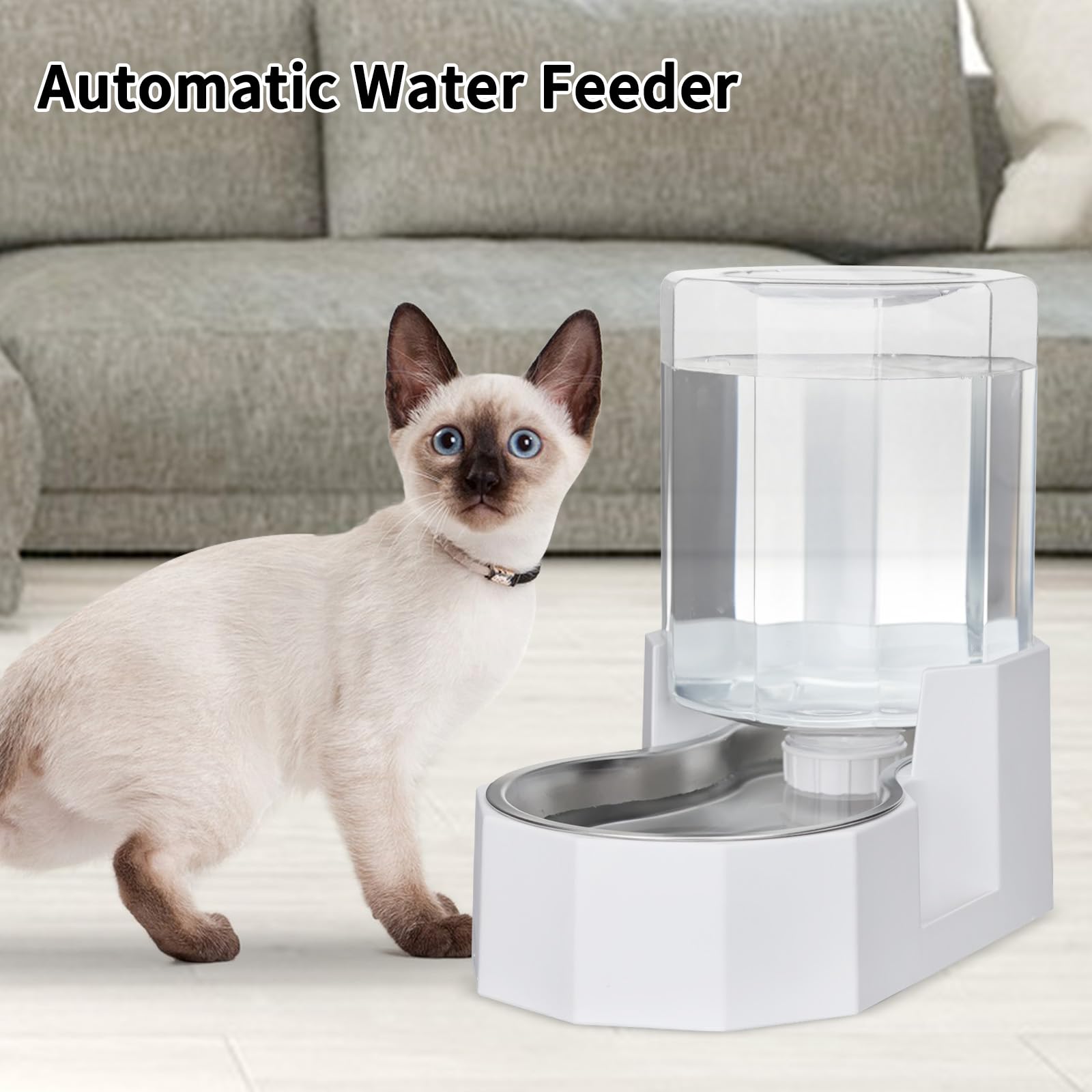 Sfozstra Large Dog Water Dispenser: 4L Stainless Steel Gravity Cat Water Feeder - Quiet Refill - No Power Needed - for Kittens & Cats - Bedroom/Kitchen Corner/Crate Area - image 6