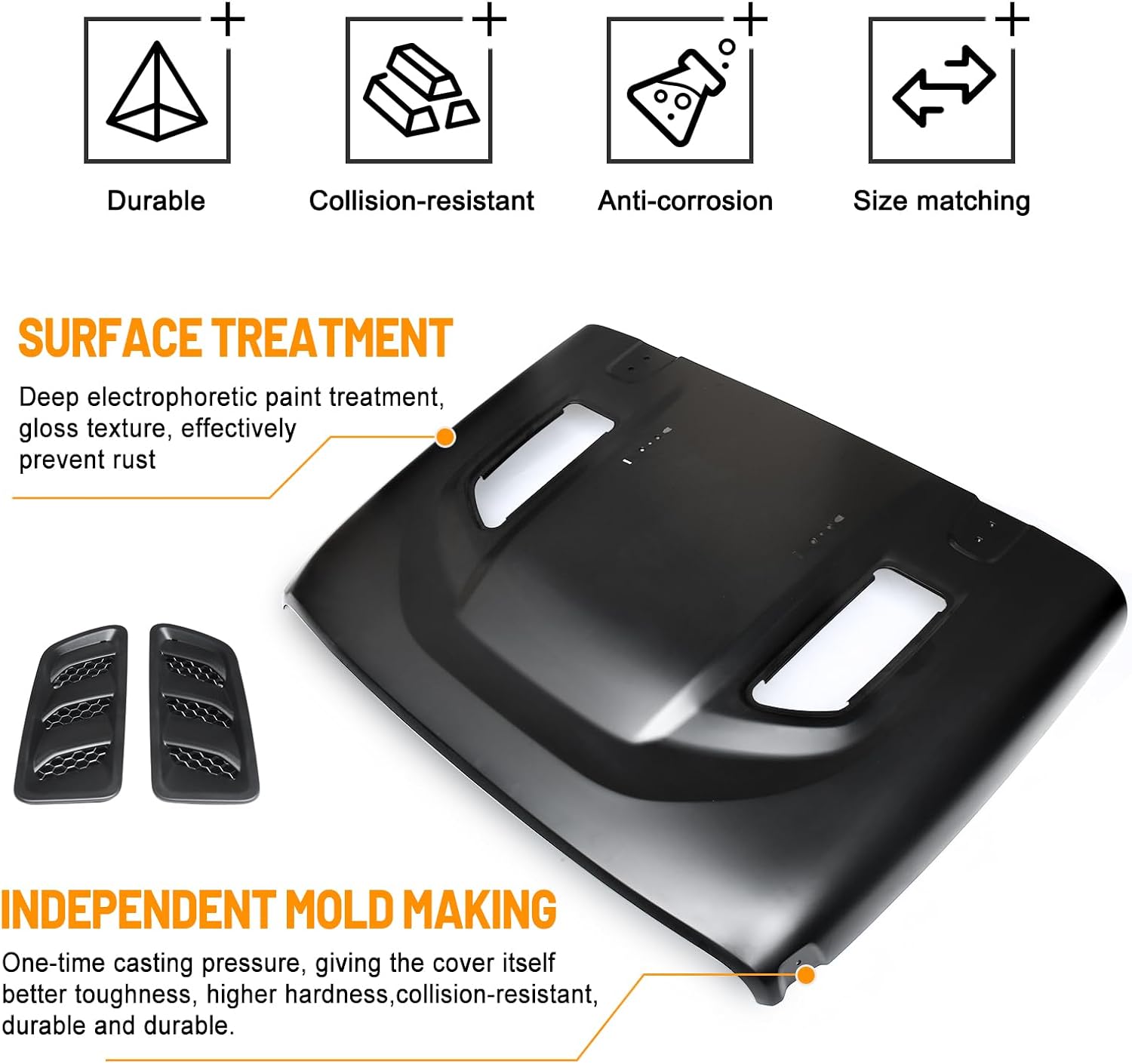 10th Anniversary Hood Replacement Hood Heat Dispersion for Jeep Wrangler JL JLU 2018-2024 Gladiator JT 2020-2024(Not Fit Mojave and 392 Models)