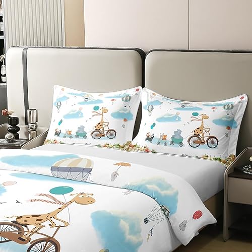 Miniatura 4 de Erosebridal Funda de edredón de avión, 100% algodón orgánico, juego de ropa de cama matrimonial para niños y niñas, funda de edredón de jirafa,