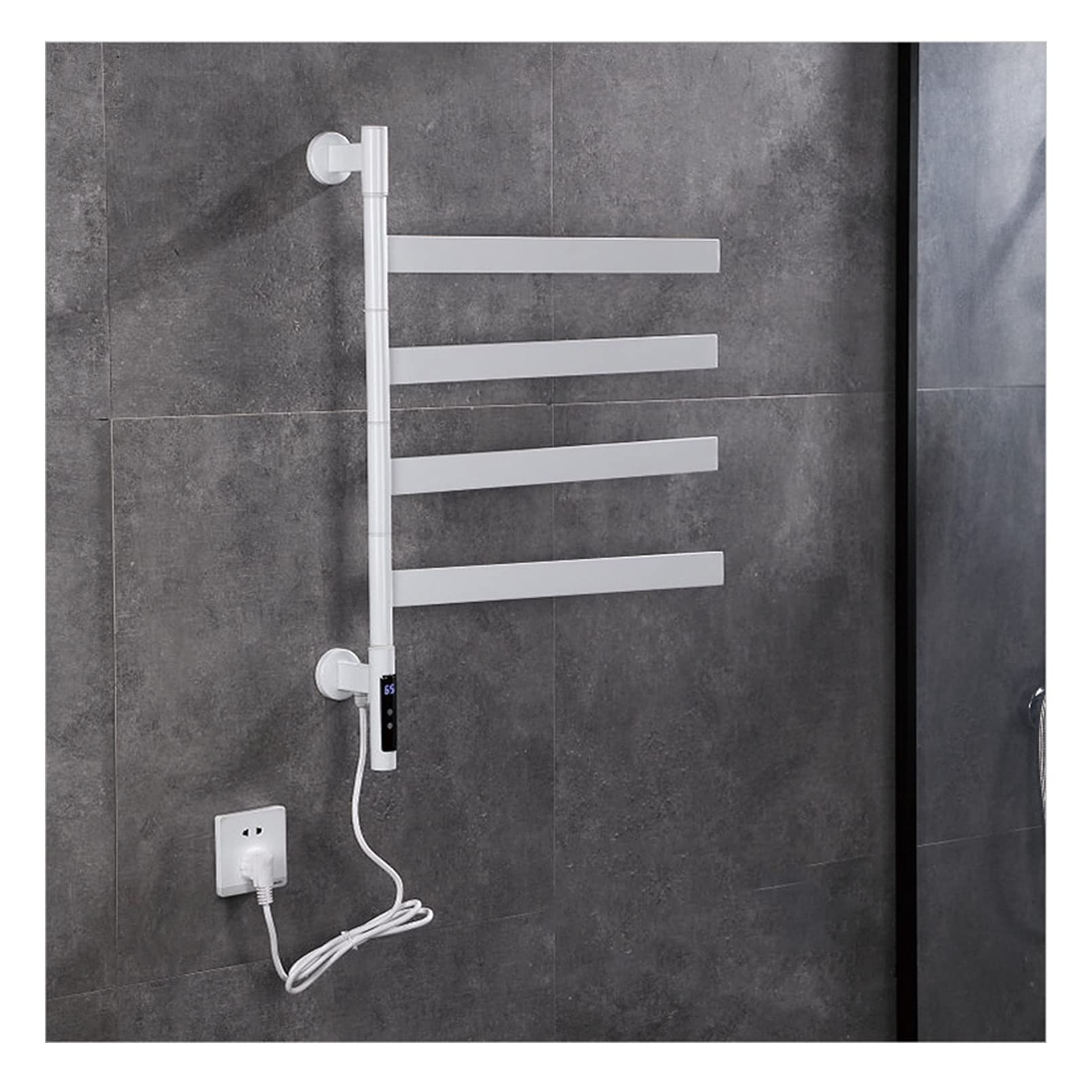 Toallero eléctrico giratorio de pared con temporizador para baño