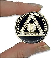 Vista 5 de Moneda de sobriedad de 4 años Ficha de aniversario de recuperación de chip AA Triplate (negro)