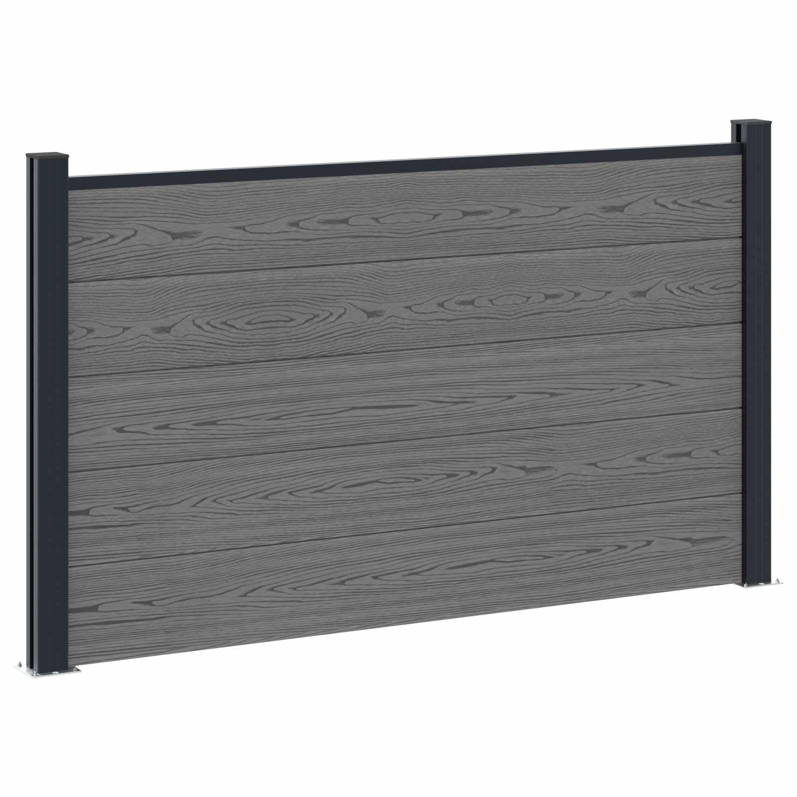 Vidaxl Grey (Grey Chiné 14) Wpc Fence Panel And Aluminium Grey