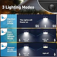 Vista 3 de Peasur [6 Packs] Solar Lights Outdoor Motion Sensor Solar Security Lights Waterproof with 3 Lighting Modes Solar Powered Wall Lights Outside for