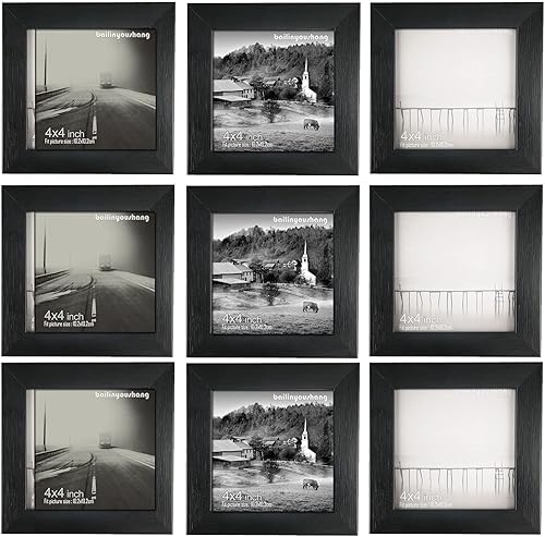 Vista 2 de Portarretratos negros de 4 x 4 pulgadas, marco de collage de fotos, colección de marcos de Instagram para smartphones. Marcos cuadrados pequeños