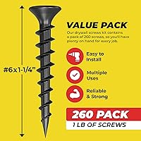 Vista 30 de Qualihome tornillos de punta afilada y rosca gruesa, tornillos cabeza trompeta núm. 2 para desarmador Phillips, 1 libra, negro, ideal