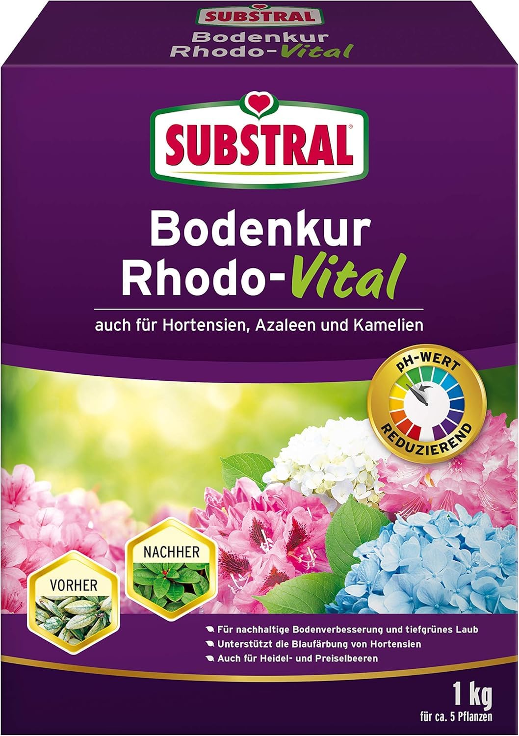 Substral Bodenkur Rhodo-Vital, 1 kg - für Rhododendren, Azaleen, Hortensien, Himbeeren, Preiselbeeren, Heidelbeeren, u.a.