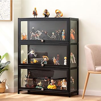 Display Cabinet for Collection, Acrylic Transparent Curio Cabinet Figures and Curio Collection Display Case Floor Standing Showcase Home Living RoomBlack80*33 * 106