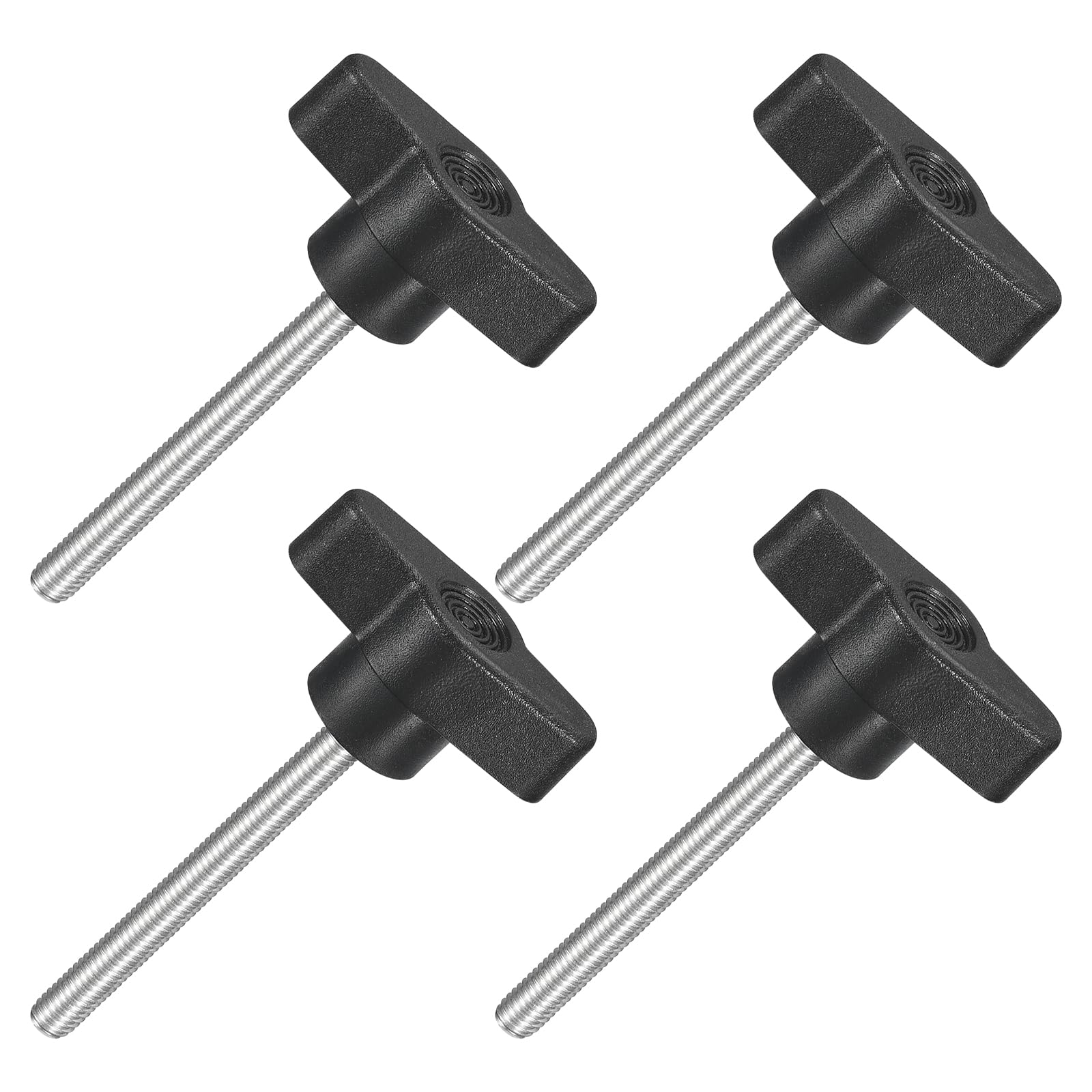 uxcell 4Pcs Tee Wing Knobs Thumb Screws, M5 x 50mm Clamping Screw Knob Male Thread 304 Stainless Steel T Shaped Thumb Screws Handle 36mm Dia. for Hand
