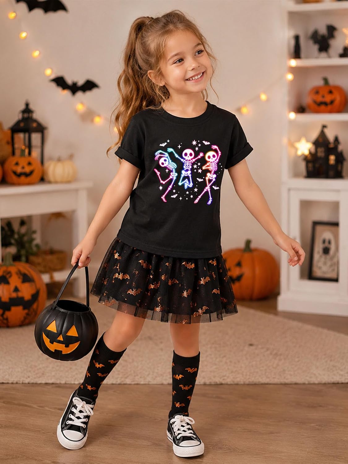 Kids Halloween Shirt Boo Ghost Skeleton Pumpkin Dinasaur Graphic Tee
