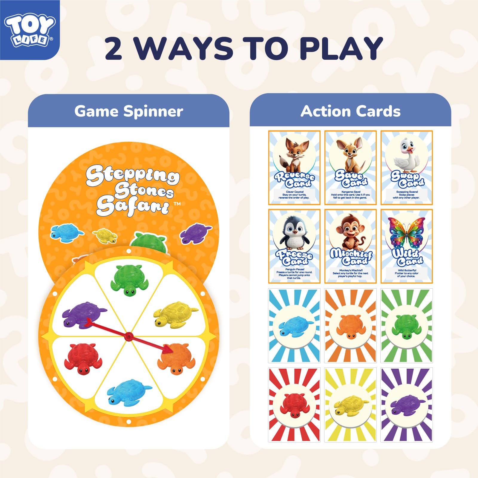 TOY Life 10 Pcs Turtle Balance Stepping Stone for Kids, Indoor Outside Toys for Kids Ages 4-8, Toddler Outdoor Toys, Stepping Stones Game, with Cards and Spinner - Image 6