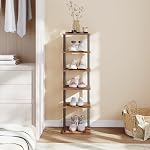 HOOBRO Vertical Shoe Rack, 6-Tier Narrow Shoe Shelf, Shoe Storage Organizer for Small Space, 28 x 28 x 100.3 cm, Closet, Entryway, Hallway, Bedroom, Rustic Brown and Black BF21XJ01