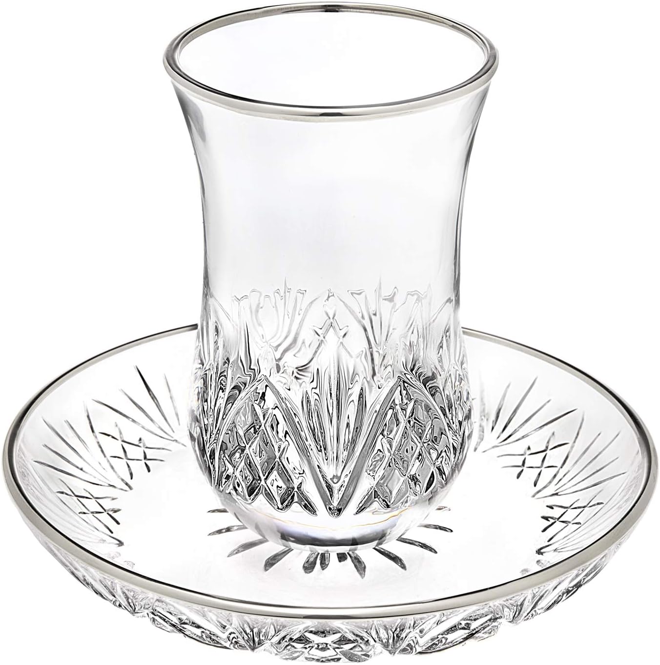 Godinger Kiddush Cup and Saucer with Platinum Edge - Dublin Crystal Collection