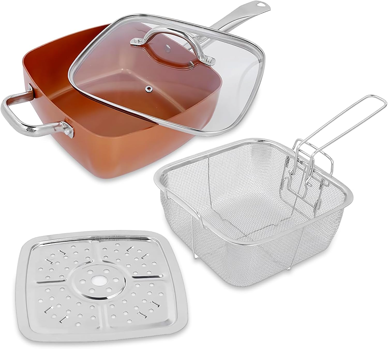 Stainless Steel Cookware Set for Home Chip Frying, Pots and Pans Set Set of 4 Stainless Steel Non-stick Multifunctional Frying Pan Non Stick Frying Pans for Oven Dishwasher Safe