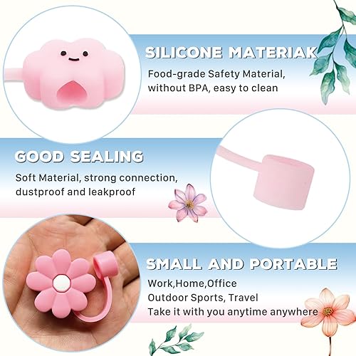 Miniatura 4 de Stanley - 8 fundas para popote de silicona de 0.4 pulgadas de diámetro, para vaso Stanley de 30 y 40 onzas, tapas para popote en forma de flor y