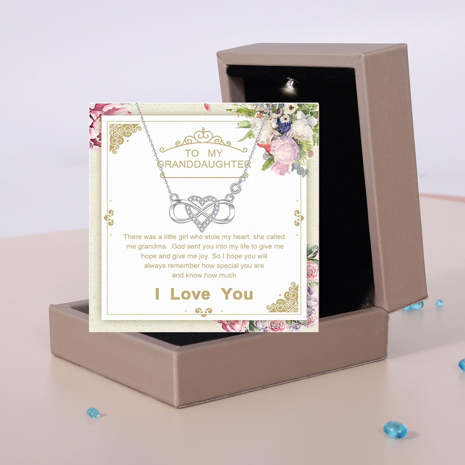 Granddaughter Necklace From Grandmom - Interlocking Heart Necklace Filled With My Love - Gift for Granddaughter On Birthday/Christmas/Mother's day/Graduation/Wedding/Valentines - Image 2