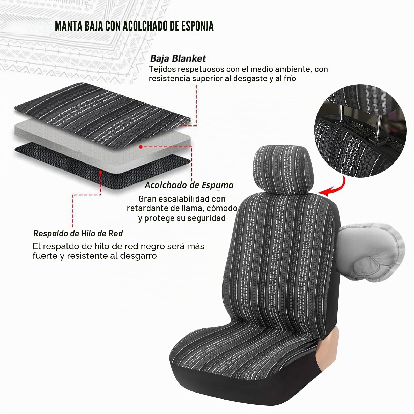 AUTOYOUTH Funda Universal para Asiento de Coche, Camión, Furgoneta, SUV, Compatible con Airbag (2 + 1)