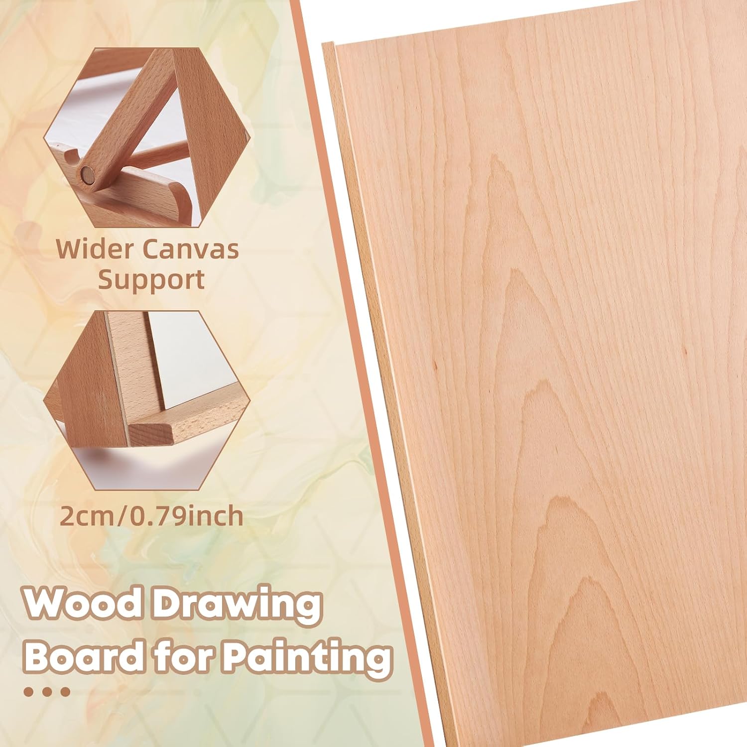 Wooden Tabletop Easel for Painting, Adjustable Table Top Artist Drawing Board for Adults, Students, 4-Position Art Easel Stand 18.5" x 14.2" Drafting Board with A3 Sketch Paper, A3