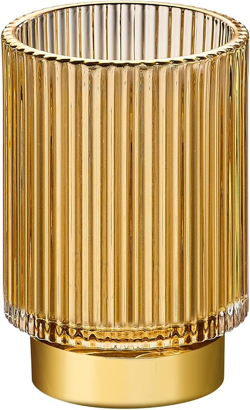 Porta-pincéis e organizador de vidro LEICURACE dourado para mesa