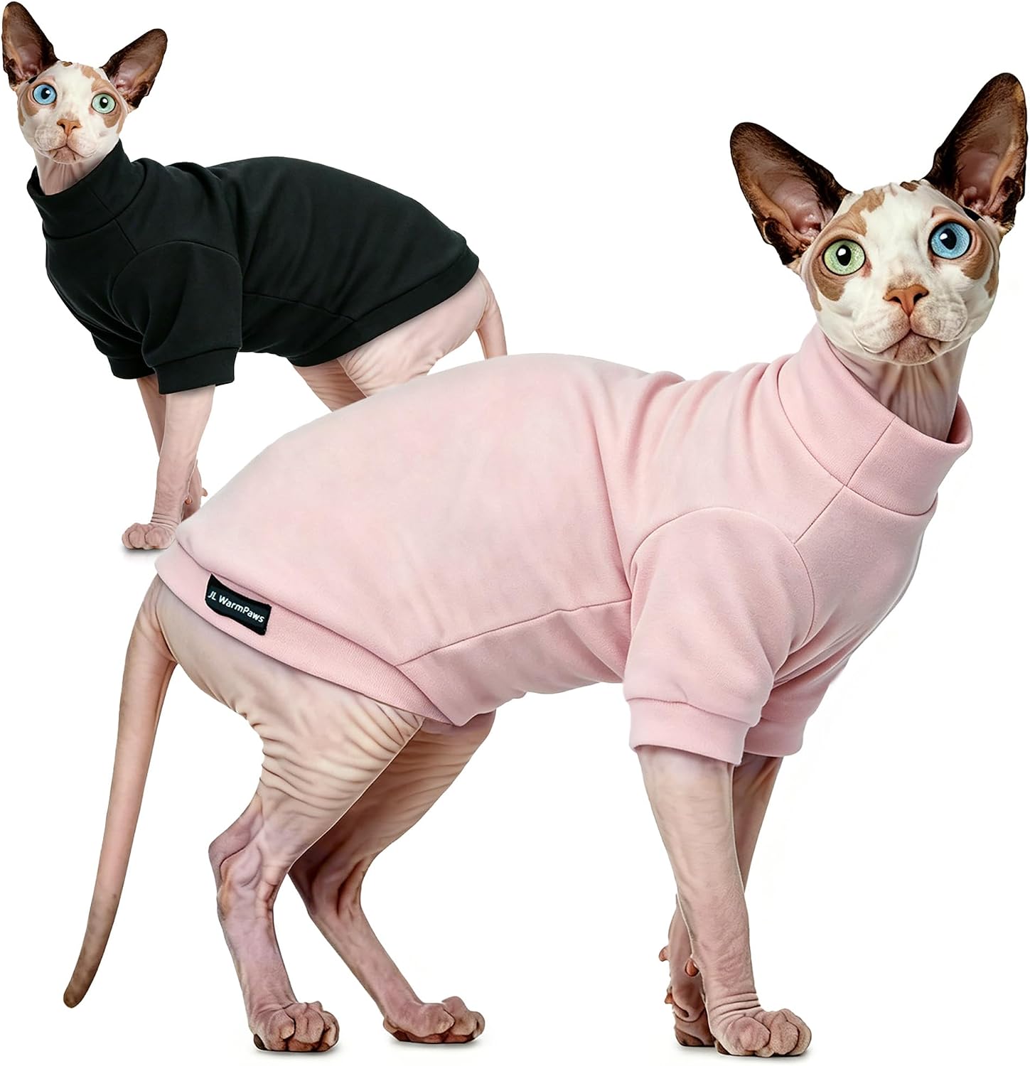 2 Sphynx Cat Clothes Fleece Knit Dog Cloth for Small Dogs | Soft warm fleece knit, covers belly. Stretchy, easy on. Washes well. For small dogs & cats: walks, naps, or chilly AC rooms.