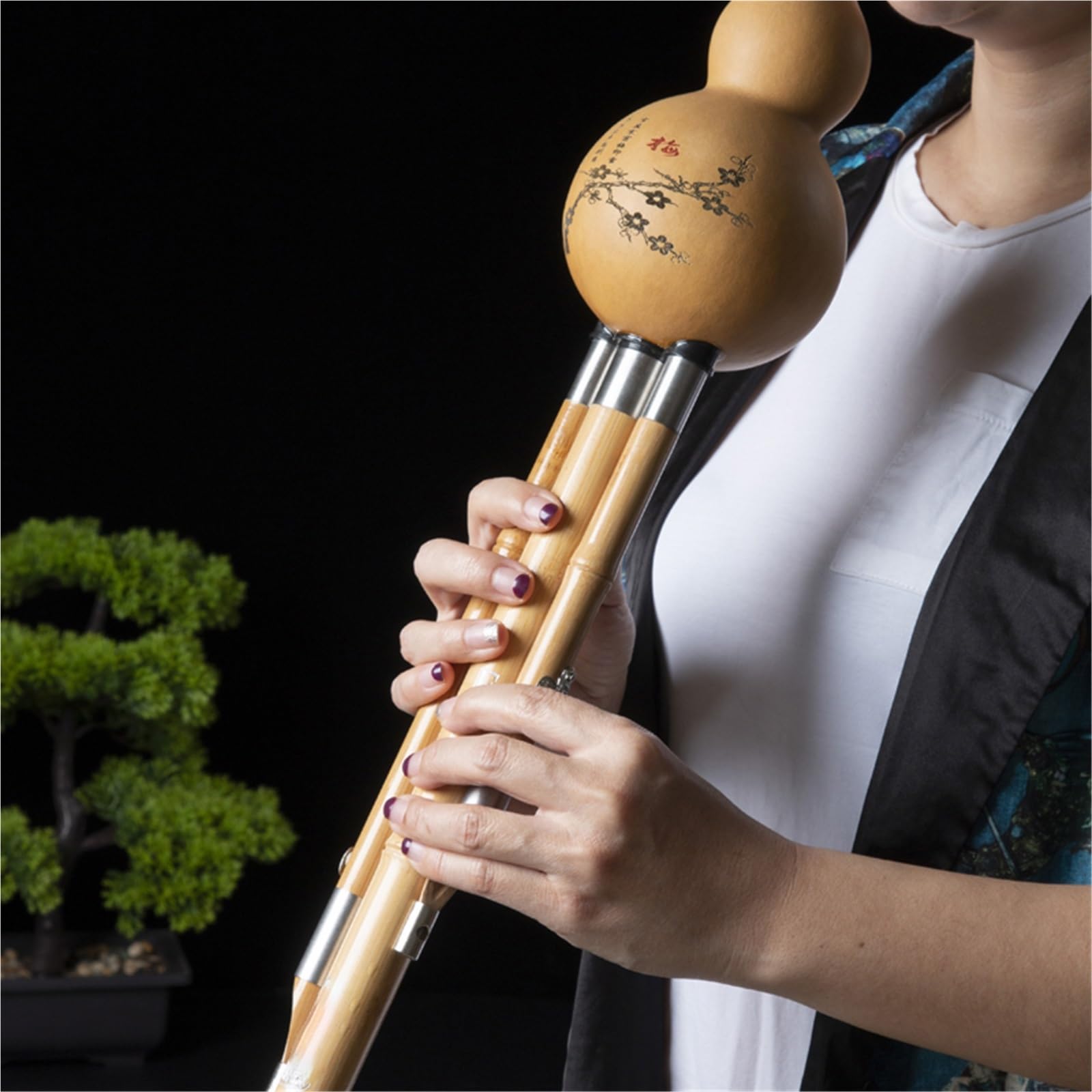 Hulusi Pour Les Débutants Bambou Doré Neuf Trous Sept Trous Adulte Débutant Examen Jouant Hulusi Instrument B Tune C Tune G Tune F Tune(9 holes,G)