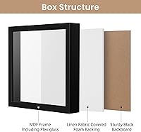 Vista 5 de Califortree 2 Packs 8x8 Shadow Box Frame with Soft Linen Back - Metal Push Pins Included, Memory Box Display Cases for Memorabilia Flower Awards