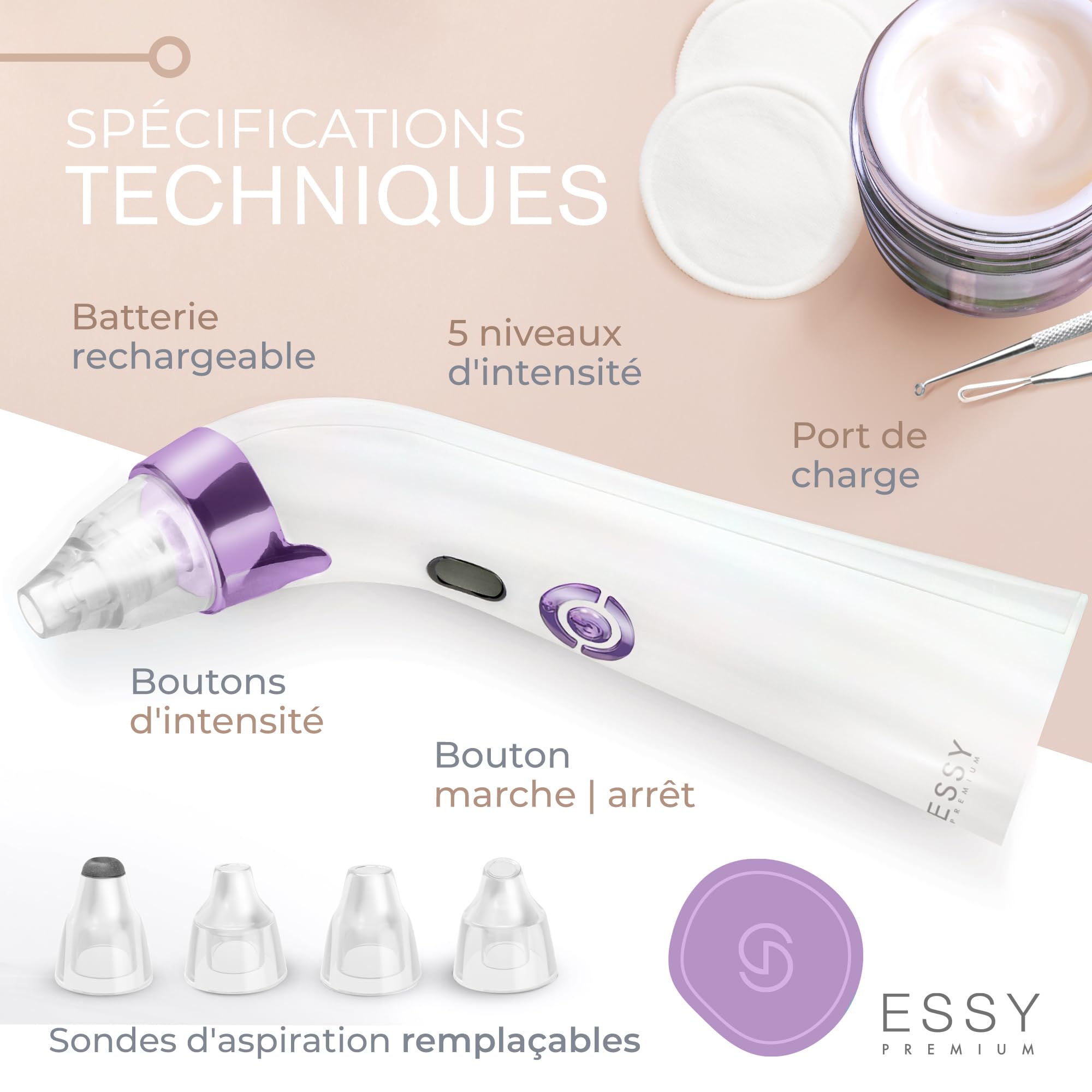 Essy Lima Elettrica Per Piedi E Aspiratore Per Punti Neri (Viola) Bundle