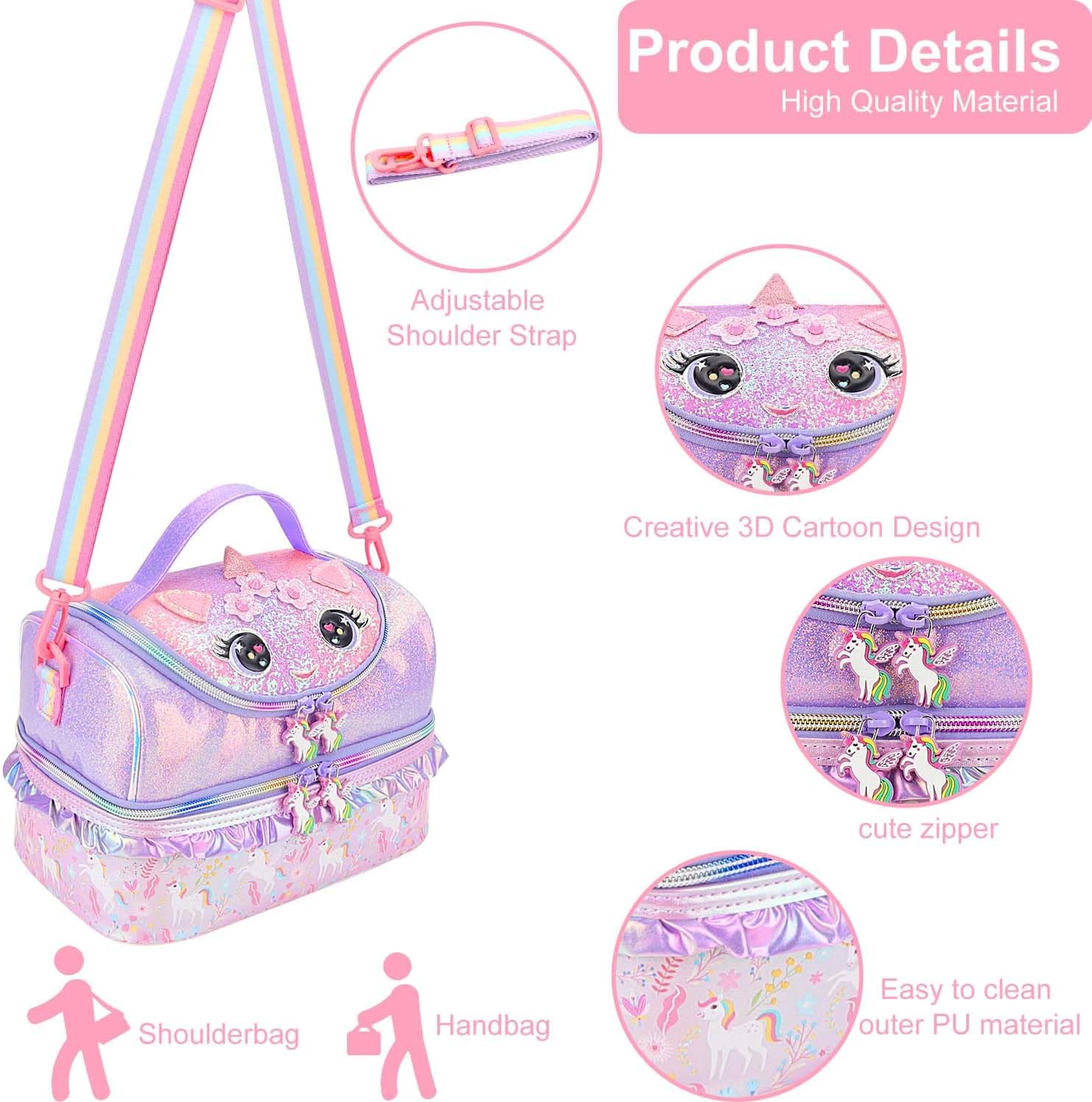 RHCPFOVR Kids Lunch Bag - Double - Decker Cooler Insulated Lunch Box for Boys Girls,Washable Lunch Bag and Reusable Toddler Lunchbox for School and Daycare - Image 3