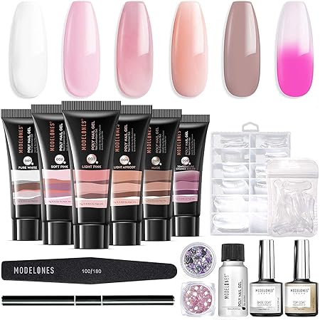 Amazon Modelones ジェルネイル カラージェルセット 長さだし エクステンション 15ml 6カラージェルキット アクリルエクステンションプロの技術者オールインワンフレンチキット Modelones トップコート 通販