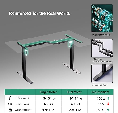 Miniatura 15 de JWX Escritorio ajustable de pie, escritorio eléctrico en forma de L de 63 pulgadas para juegos con ruedas de bloqueo, soporte para tazas, gancho