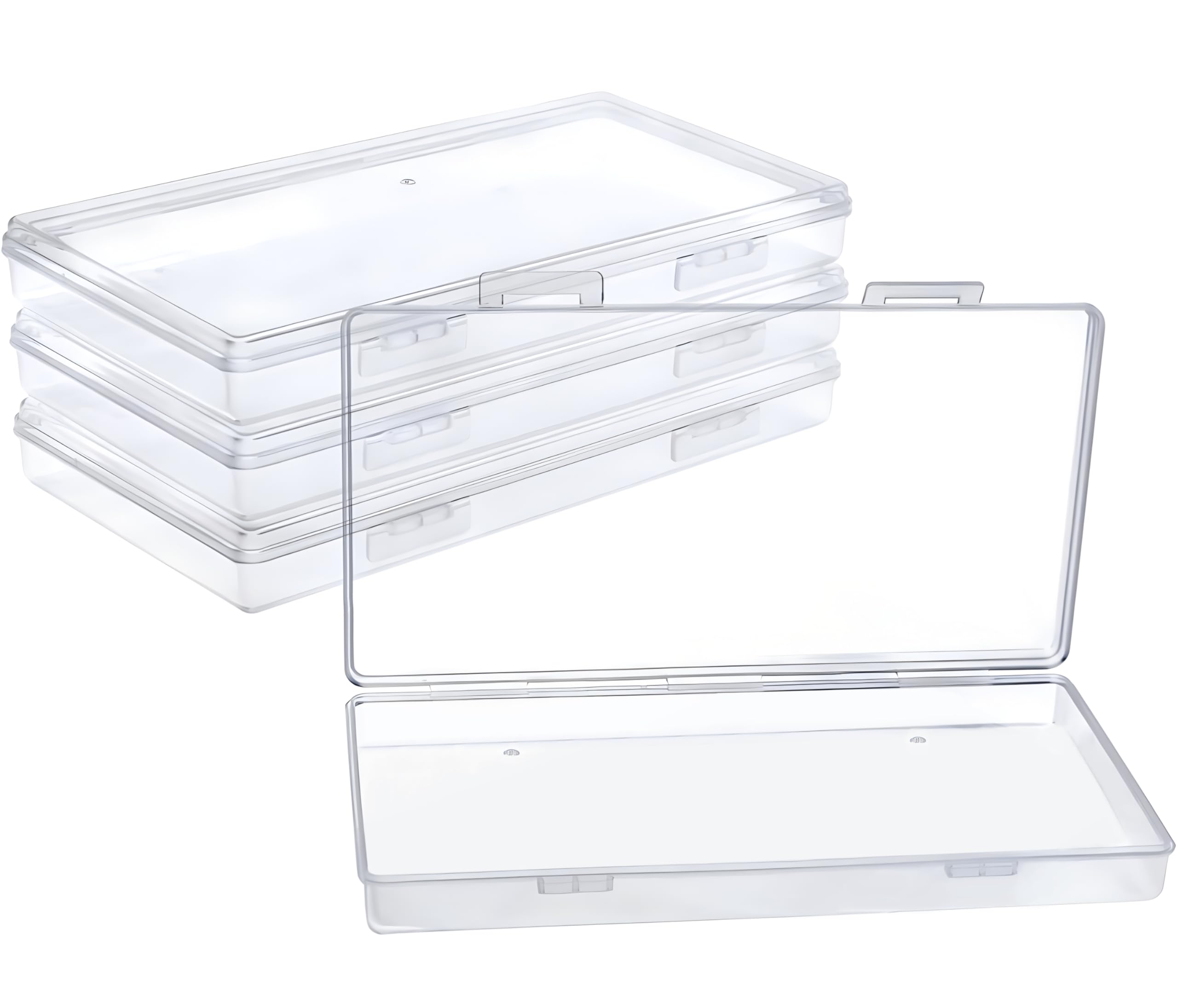 DUOFIRE 4er Set Kleine Aufbewahrungsboxen – 19,6 X 10,4 X 2,3 Cm – Kunststoff-Behälter Für Stifte, Bastelbedarf & Kleinteile