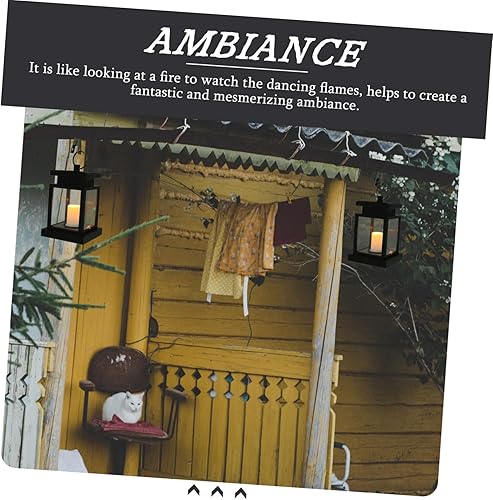 Miniatura 5 de Uonlytech 2 linternas solares de metal al aire libre lámpara de pilar de plástico con llama parpadeante para camino de jardín