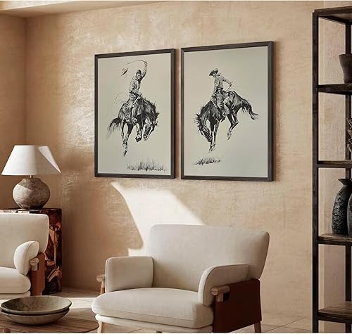 Miniatura 5 de Pouydmi Lienzo decorativo para pared, diseño de vaquero occidental, madera de 16 x 24 pulgadas