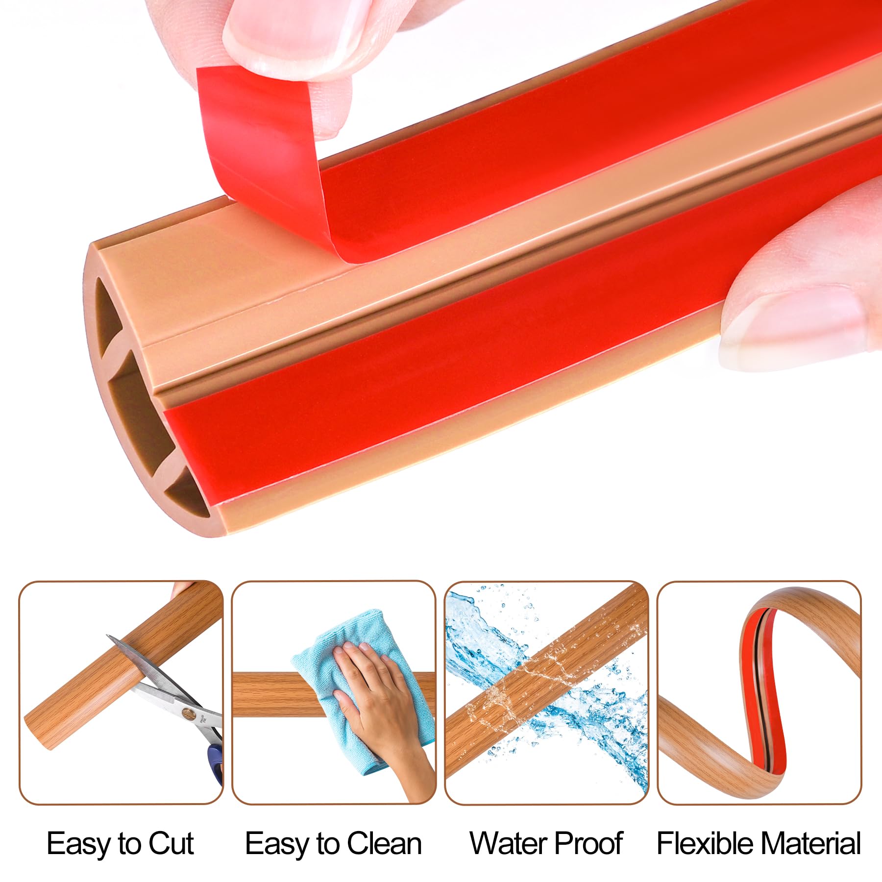 MYFAMIREA Cubierta de cable de suelo de 10 pies para alambre, autoadhesiva, gestión de cavidades, PVC, cable de extensión, cubierta protectora de alambre de piso para evitar viajes de cables para