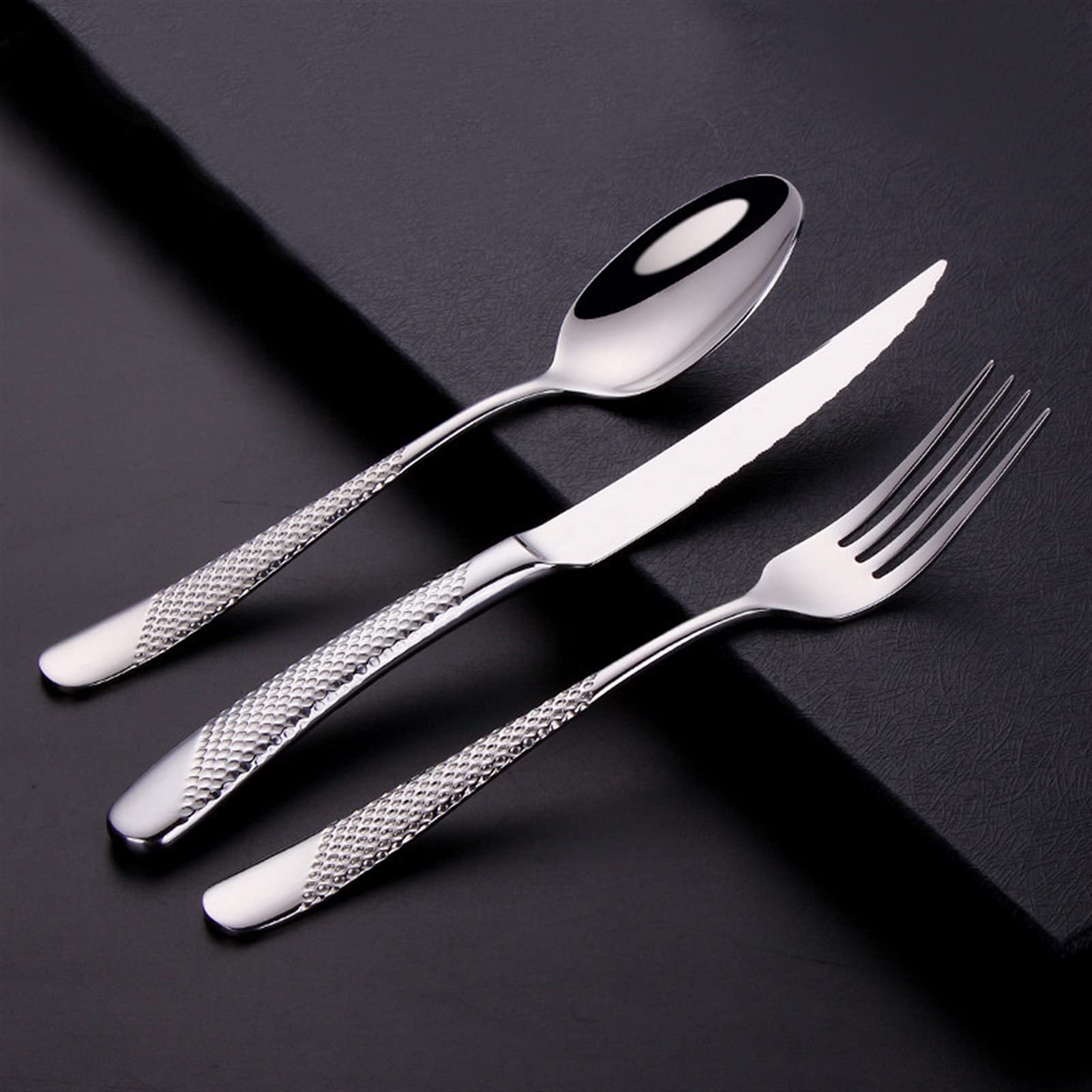 Küche Silber Geschirr Edelstahl Besteck Set Geschirr Spoon Gabelmesser Abendessen Set Geschirr (Color : Silver)