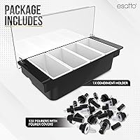Vista 2 de Esatto - Porta condimentos para bar, bandeja de guarnición refrigerada con tapa para bar, 4 insertos de 1/2 pinta, con 12 vertedores para botellas