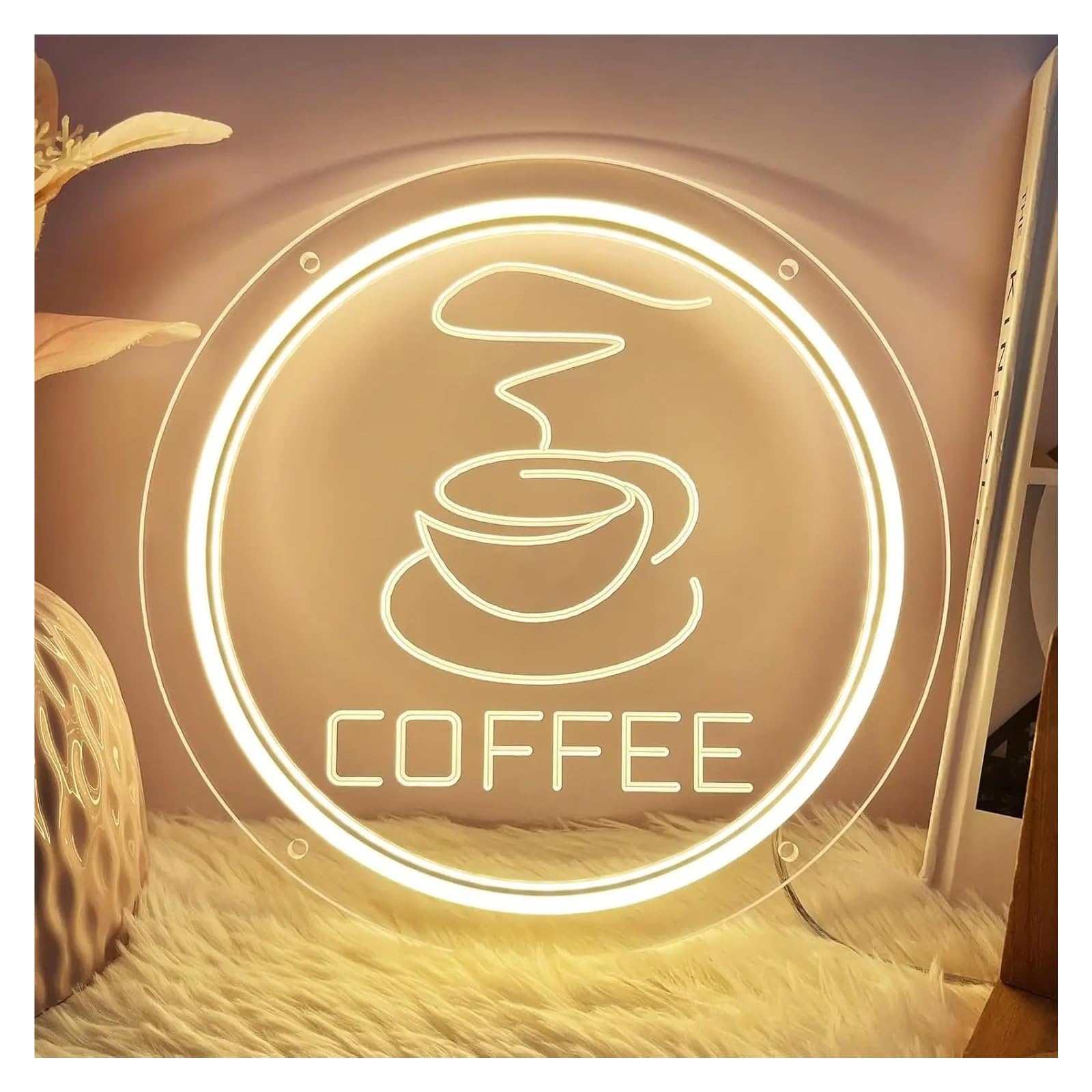 RONGCH Hanging Art Signs Coffee Neon Sign Dimmable Business for Coffee Bar Restaurant Beverage Store Wall Decor Opening 30x30cm