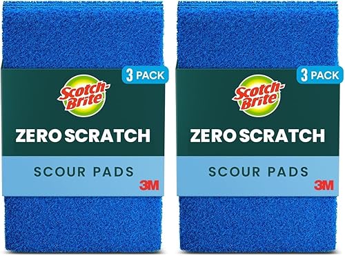 Scotch-Brite Almohadillas antiarañazos, estropajos para limpieza de cocina y platos, 3 almohadillas (paquete de 2)