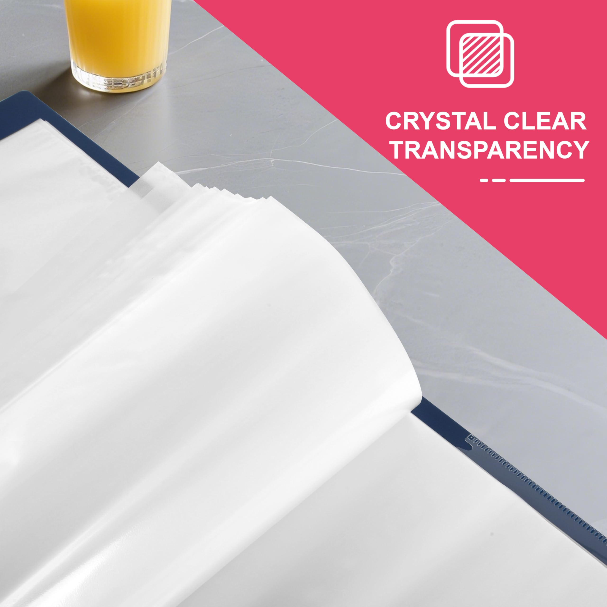 Paquete de 100 protectores de hojas resistentes de 8.5 x 11 pulgadas, carga superior, sin ácidos e impermeables para fotos, certificados, escuela, oficina, documentos legales, registros médicos