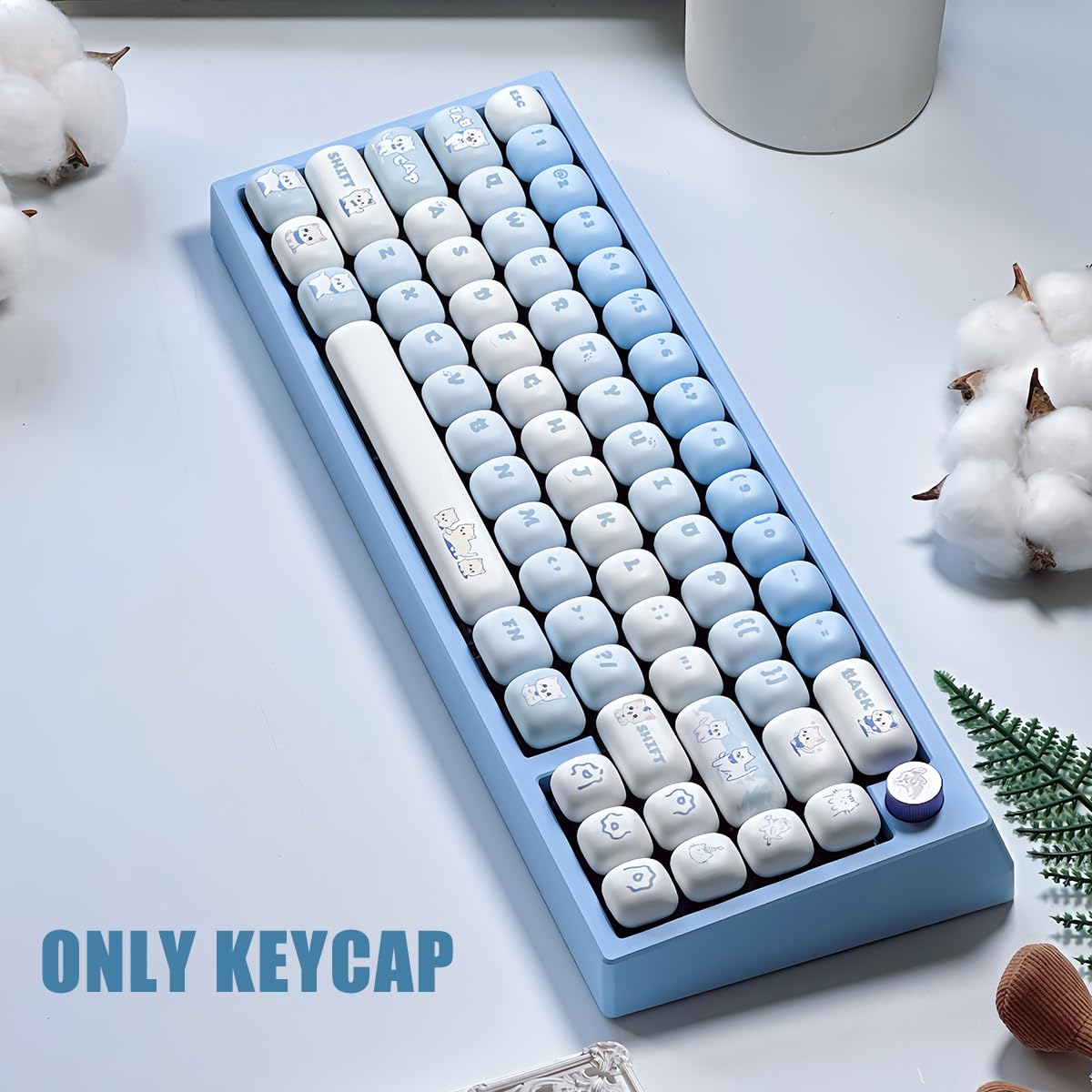 Amazon | Sumgsn PBT かわいいキーキャップ、Blue Cat MOG Profileキー